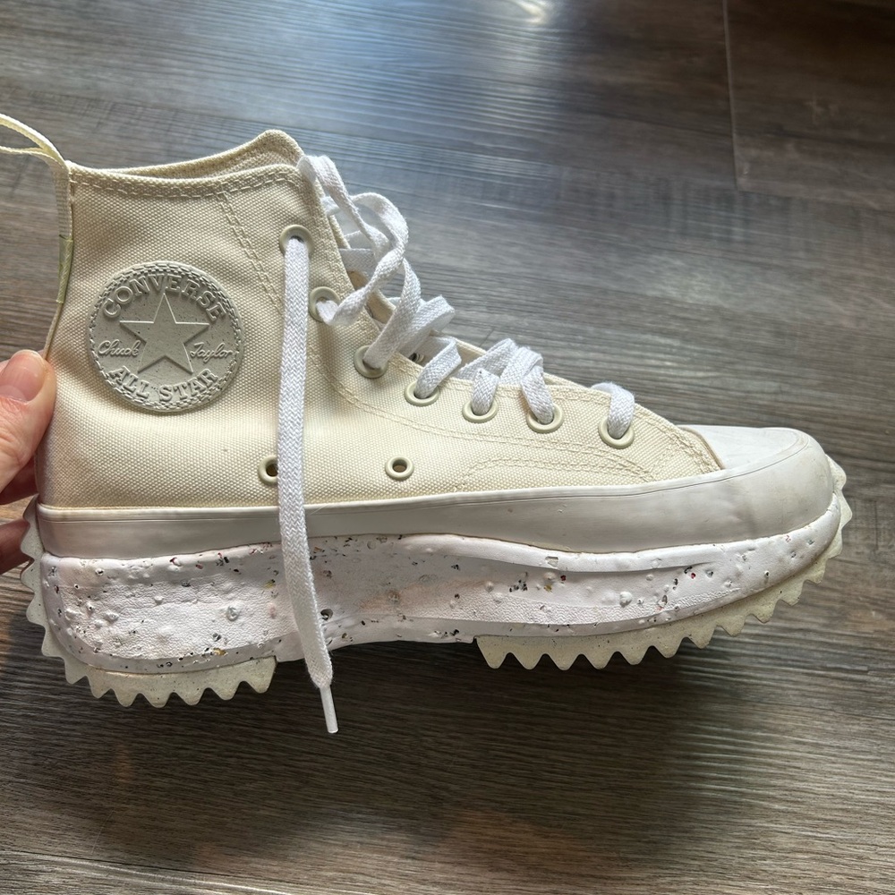 Converse Crater Run Star Hike High-Top Sneakers in Off-White with Speckled Sole